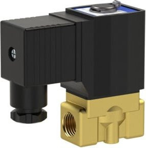 Riegler 2/2-Wege-Magnetventil aus Messing, NC, direktgesteuert, 24 V DC, Anschluss G 1/4, PN 0-30 bar, mehrfarbig - Bild 1