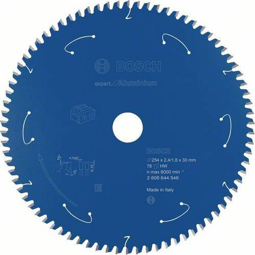 Bosch Expert Kreissägeblatt für Aluminium mit 78 Zähnen, Durchmesser: 254 mm, Bohrung: 30 mm, blau - Bild 1