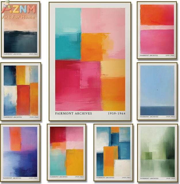 Kayou Abstrakte Leinwandkunst im Mark Rothko Stil Modernes Minimalistisches Gemälde in Mehrfarbig - Bild 1