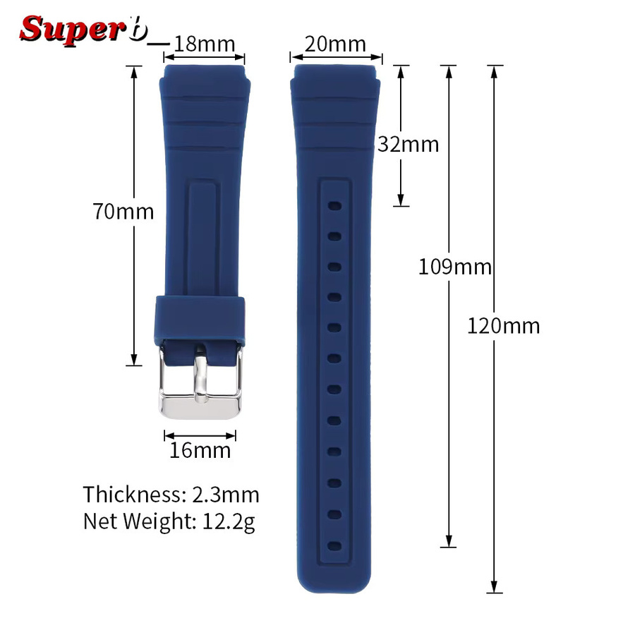 Casio Uhrenarmband, Silikon, Schwarz, Unisex - Bild 3