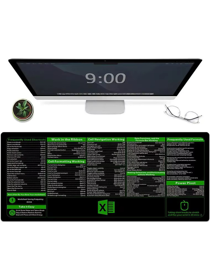 YSAGi Excel Cheat Sheet Schreibtischunterlage XXL Mauspad mit Excel-Verknüpfungen und rutschfester Basis - Bild 7