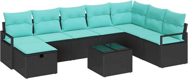 vidaXL Polyrattan Gartenmöbel Set in Schwarz mit Kissen und integriertem Stauraum für Terrasse und Garten - Bild 1