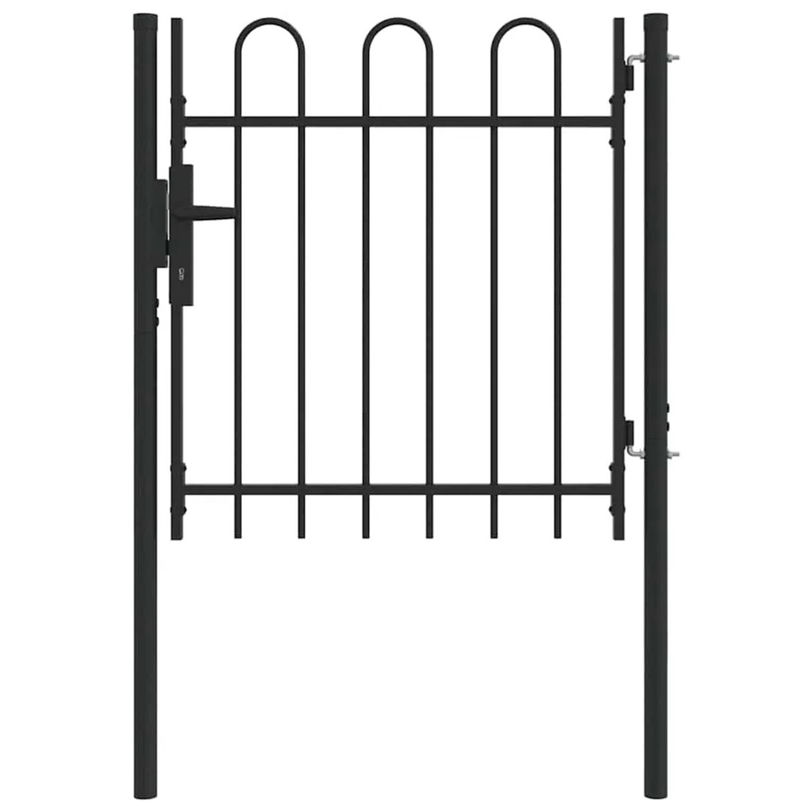 vidaXL Zauntor aus pulverbeschichtetem Stahl in Grau, Breite: 100 cm, Höhe: 100 cm - Bild 2