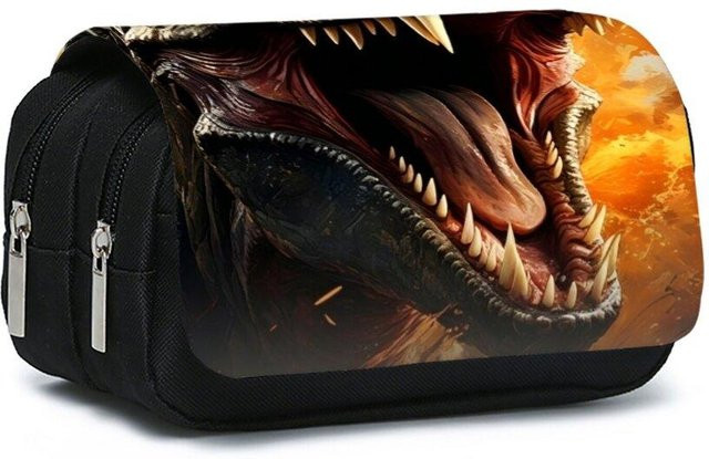Fancy Style Studio Doppellagiges Federmäppchen mit Vulkan-Dinosaurier-Print für Kinder, Mehrfarbig - Bild 1