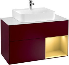 V&B Waschtischunterschrank Finion 100 in Weiß mit Abdeckplatte und Regalboden, Breite: 100 cm, Höhe: 50,1 cm, Tiefe: 50,1 cm - Bild 1