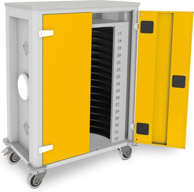 rotstahl Tabletwagen Power für 32 Tablets mit Access Point, Korpus lichtgrau und gelbe Details, B/T/H: 73 x 44 x 105 cm - Bild 1
