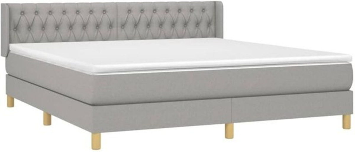 Vidaxl Boxspringbett mit Matratze aus Stoff in Grau B/T/H: 180 x 200 x 78 cm - Bild 1