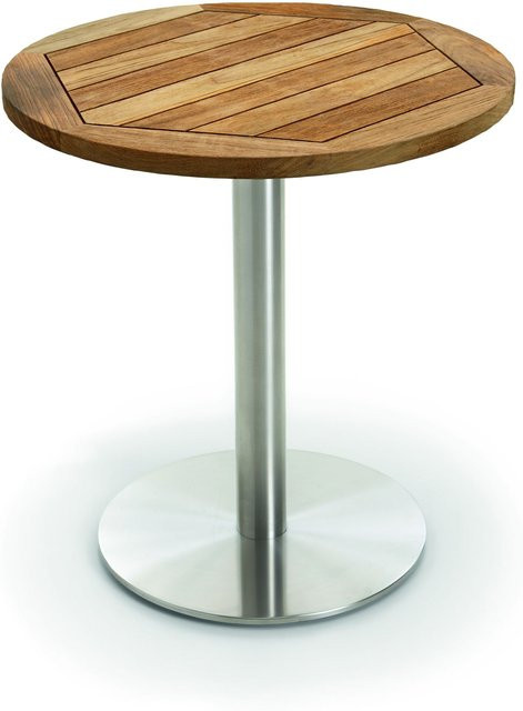NIEHOFF GARDEN Bistro Gartentisch rund aus Teakholz und Edelstahl in Braun und Silber - Bild 1