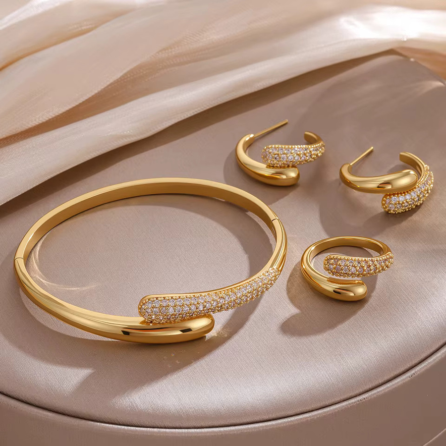 ZAKOL Schmuck-Set, Armband, Ring, Ohrringe, Zirkonia, Gold, Damen - Bild 2