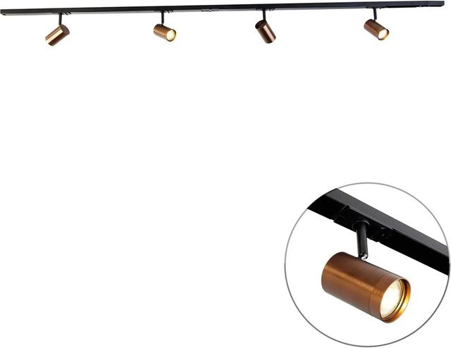 QAZQA Modernes 1 Phasen Schienensystem Jeana mit 4 verstellbaren Strahlern in Dunkelbronze - Bild 1