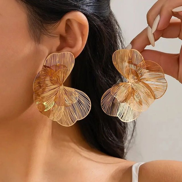 SHIXIN Ohrstecker, Blumen, Goldfarben, Damen - Bild 1