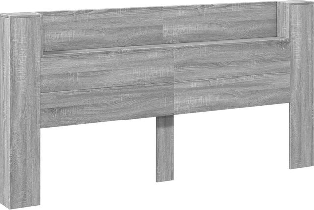 vidaXL Kopfteil in Grau Sonoma mit integrierter Beleuchtung und Ablage, B/H/T: 200 x 103,5 x 16,5 cm - Bild 1