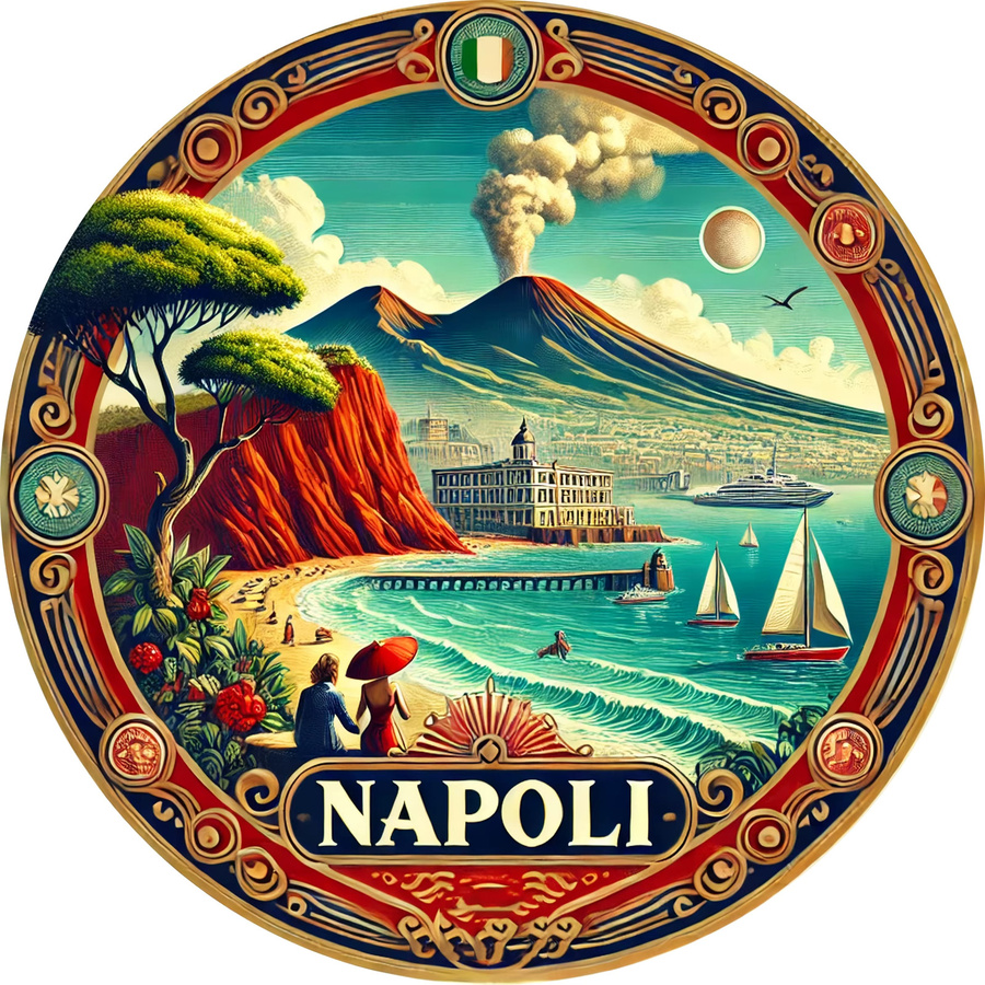 Potdemiel Napoli Vintage-Wandkunstschild aus Metall, rund, Multicolour, Durchmesser: 20,3 cm - Bild 5
