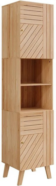 Vicco Badschrank Lucie Bambus in Beige und Gelb mit 2 Türen, B/T/H: 40 x 36 x 177 cm - Bild 1