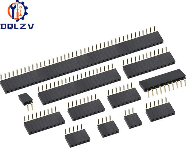 Einreihige weibliche Pin Header Buchse 2,54mm rechtwinklig in Schwarz für Arduino - Bild 1