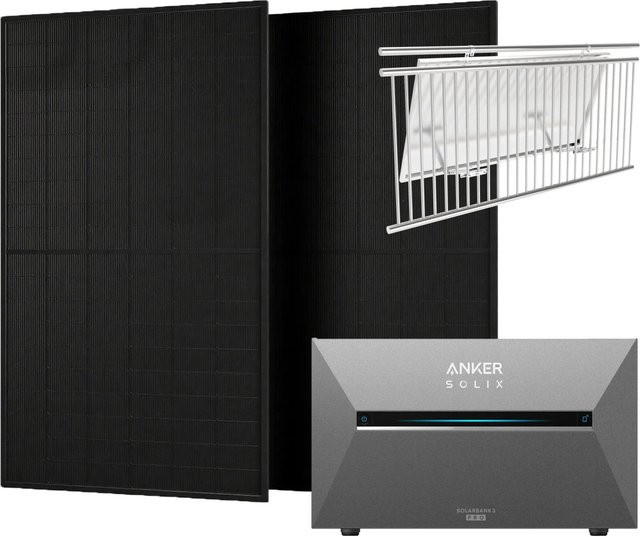 Anker Solix Balkonkraftwerk mit Solarbank 3 Pro und Halterung für Balkongeländer, Schwarz - Bild 1