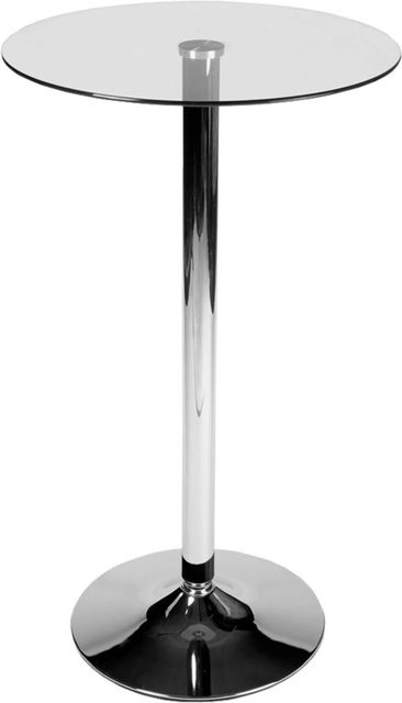 DELUKE Stehtisch THOVI Rund mit Glasplatte und Metallgestell, Durchmesser: 60 cm, Höhe: 105 cm, Transparent - Bild 1
