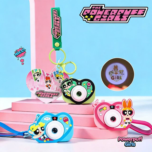 OTRAINBOW Die Powerpuff Girls 3D-Projektions-Digitalkamera-Schlüsselanhänger, Blossom Bubble Buttercup Taschenanhänger - Bild 1