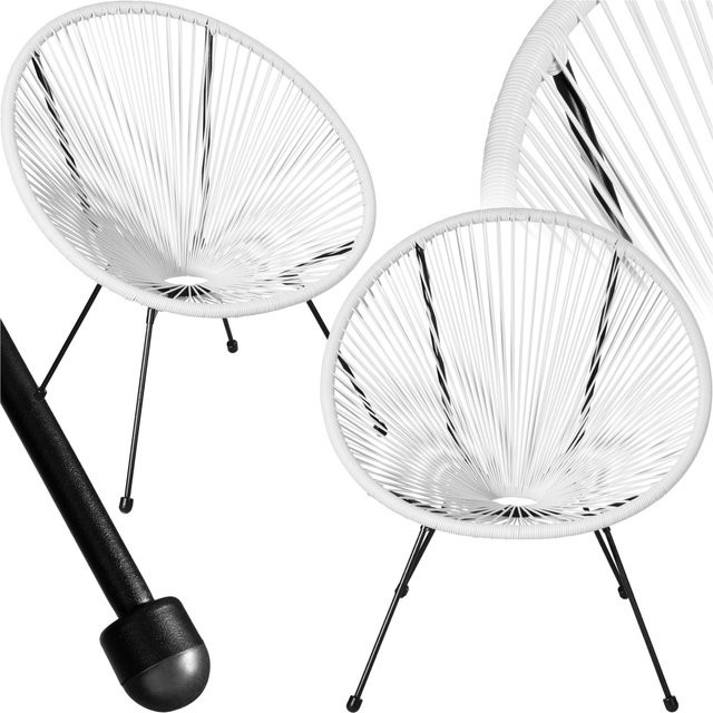 tectake 2er Set Gartenstühle im Acapulco-Stil in Weiß mit Metallgestell und Kunststoffsträngen, B/T/H: 70,5 x 69 x 78 cm - Bild 1