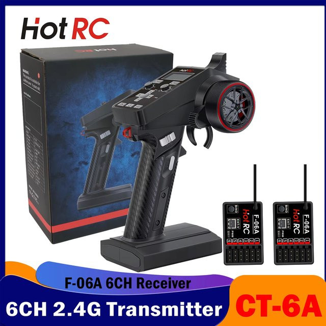 HotRC Fernbedienung Sender Radio System, 6CH, 2,4 GHz, mit 6 Kanal Empfänger - Bild 1