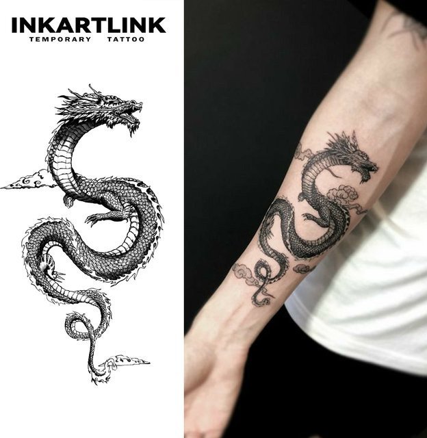 INKARTLINK Dark Dragon Tattoo Aufkleber, Temporäres Tattoo - Bild 1