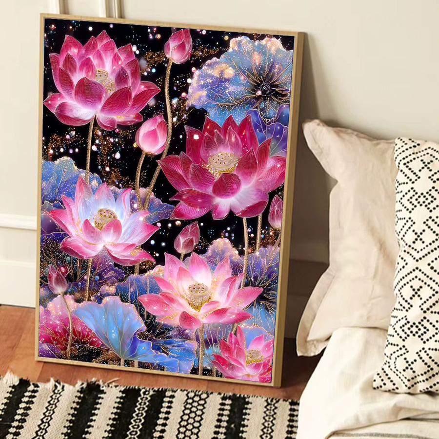 Huacan Diamant-Malerei Set Lotus Blumen Dekorative Diamant-Stickerei in Multicolour B/H: 30 x 20 cm - Bild 3