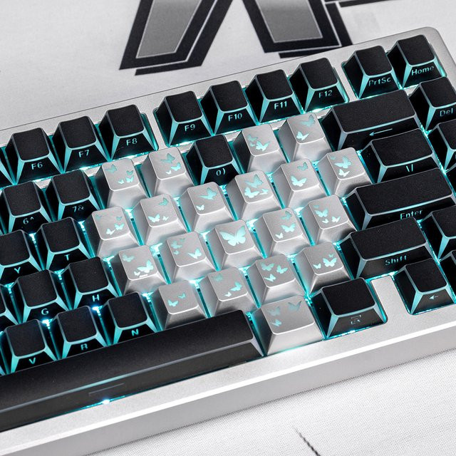 Venit Keys Shadow Butterfly Tastenkappen im Cherry Profile mit Double Shot Herzform für mechanische MX-Tastaturen - Bild 1