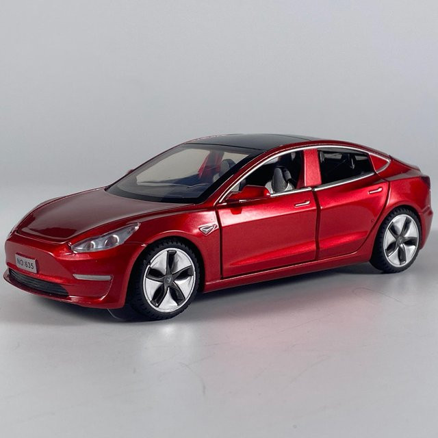 Modell 3 Neue Energie Elektrofahrzeug, Modellauto, Metall, rot, 1:32, mit Licht und Sound, ab 14 Jahren - Bild 1