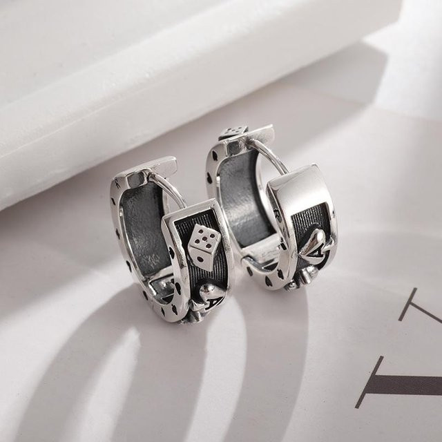 Ohrringe Vintage Gothic Schädel Poker Pik-Ass, Kupfer, gray, Unisex - Bild 1