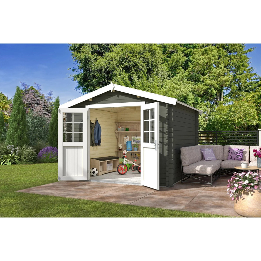 Lasita Gartenhaus Norah Maja in Grüngrau, B/T/H: 307,2 x 295 x 233,7 cm - Bild 2