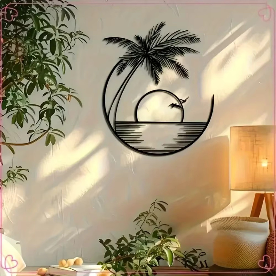 HXWALLS Metall-Wandkunst Tropische Palme in Schwarz als minimalistische florale Dekoration - Bild 3