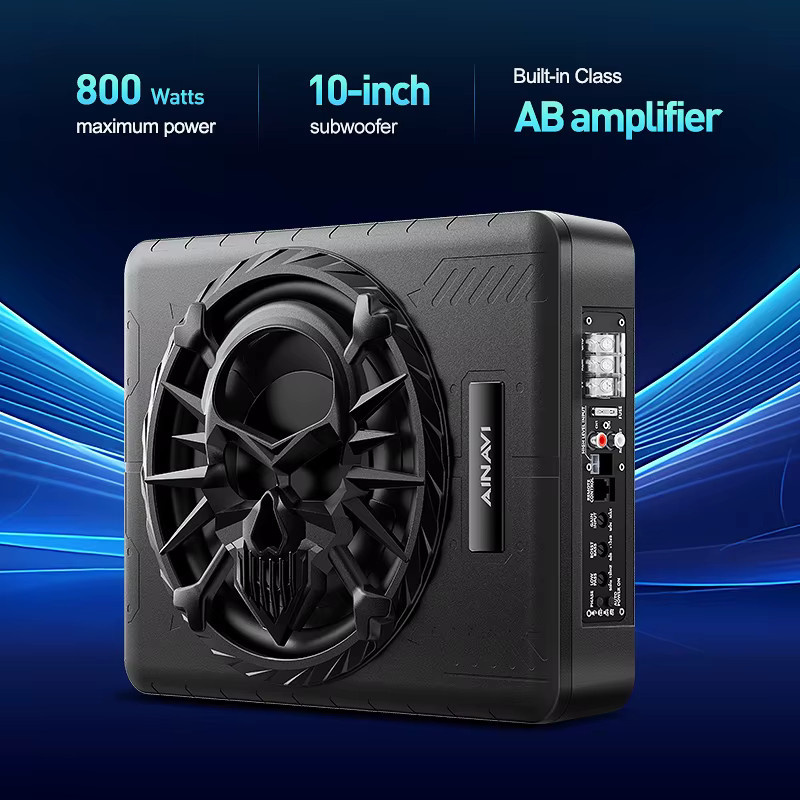 Ainavi SW-10 Universal-Auto-Subwoofer unter dem Sitz mit eingebautem Verstärker und Umgebungsbeleuchtung, Schwarz - Bild 3