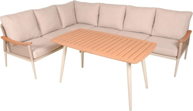 Garden Pleasure Lounge-Eckgruppe Tulum Sandbeige 2-teilig mit Aluminiumgestell und Polstern - Bild 1