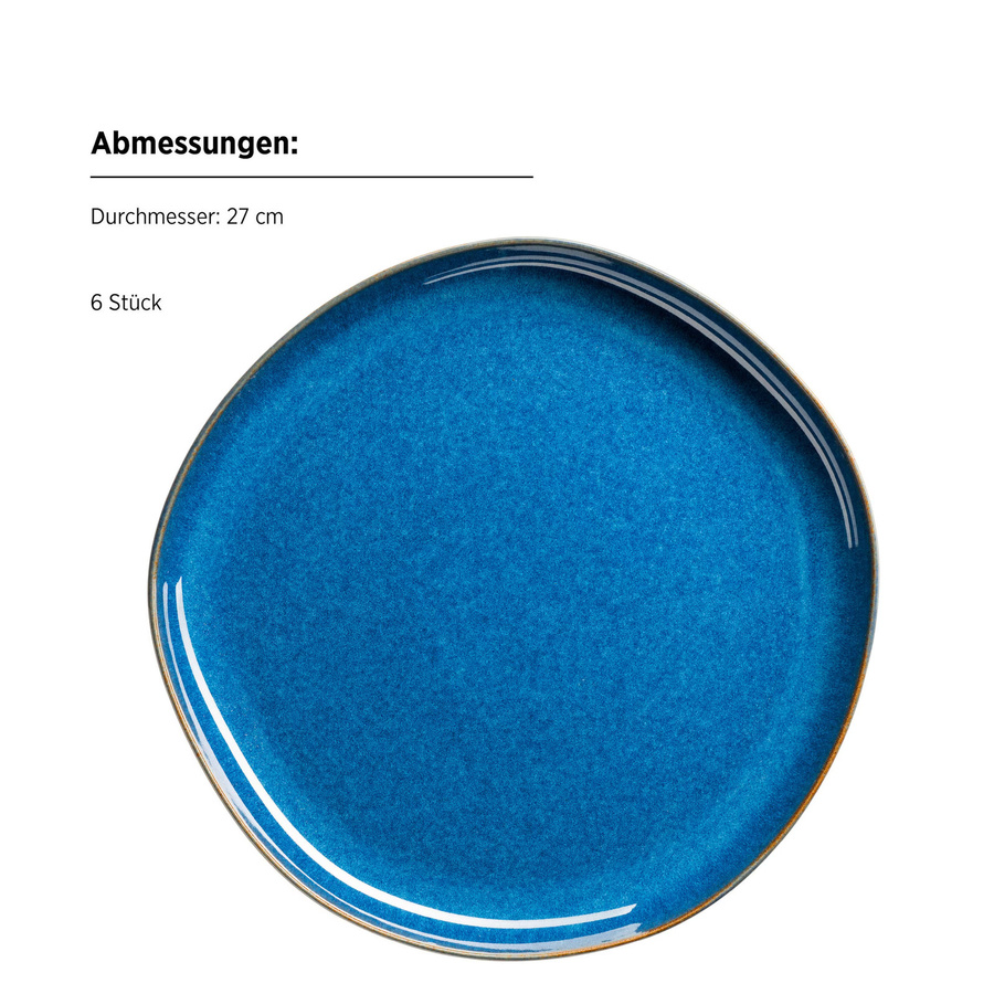 Mäser Teller Set Cordelia aus Steinzeug in Blau, Dessertteller mit Durchmesser: 27,0 cm - Bild 2