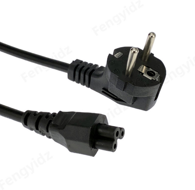Fengyidz EU-Stromkabel für Laptop und Notebook in Schwarz als 3-poliges Netzteilkabel und Ladegerät-Stecker - Bild 1