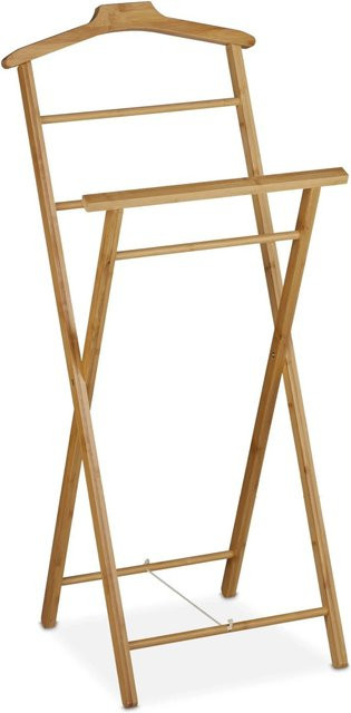 Relaxdays Stummer Diener aus Bambus in Natur, zusammenklappbar, H: 110 cm, B: 47 cm, T: 38 cm - Bild 1