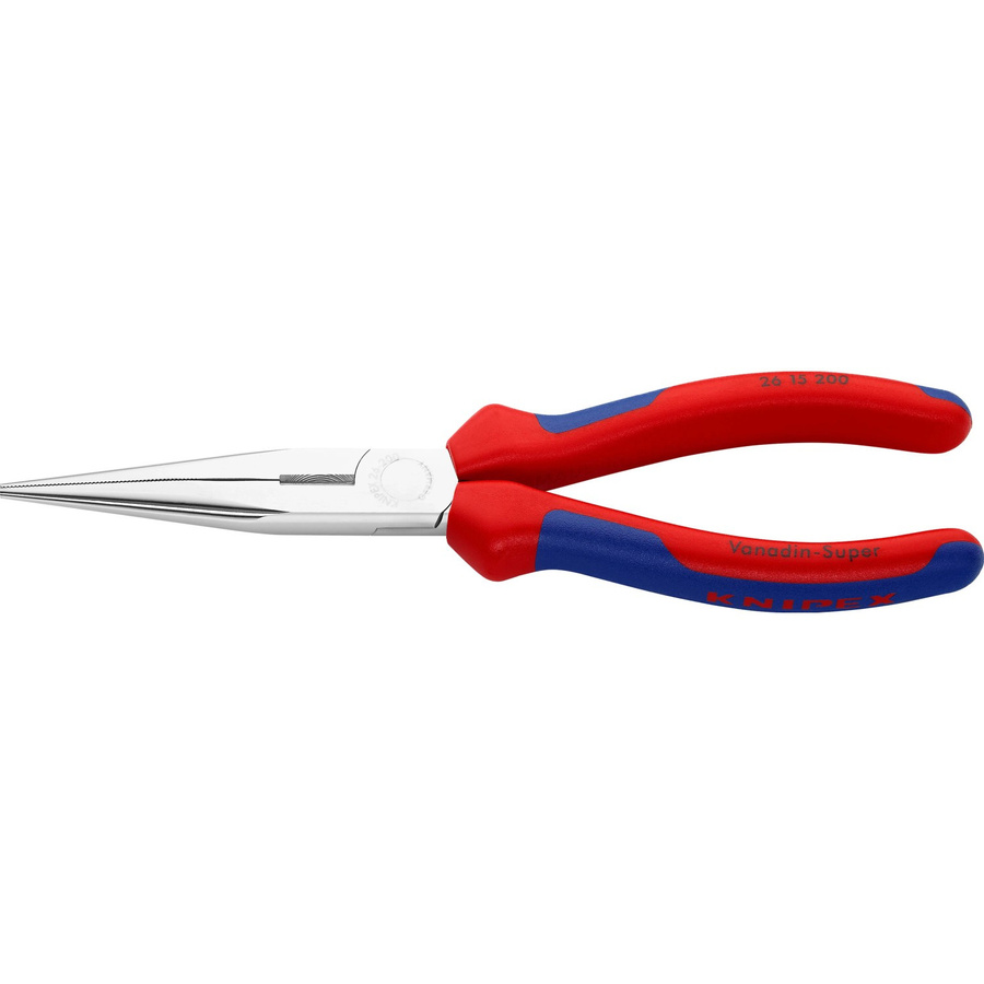 Knipex Flachrundzange aus Chrom-Vanadium-Stahl mit Schneide, verchromt, rot, Länge: 200 mm - Bild 2