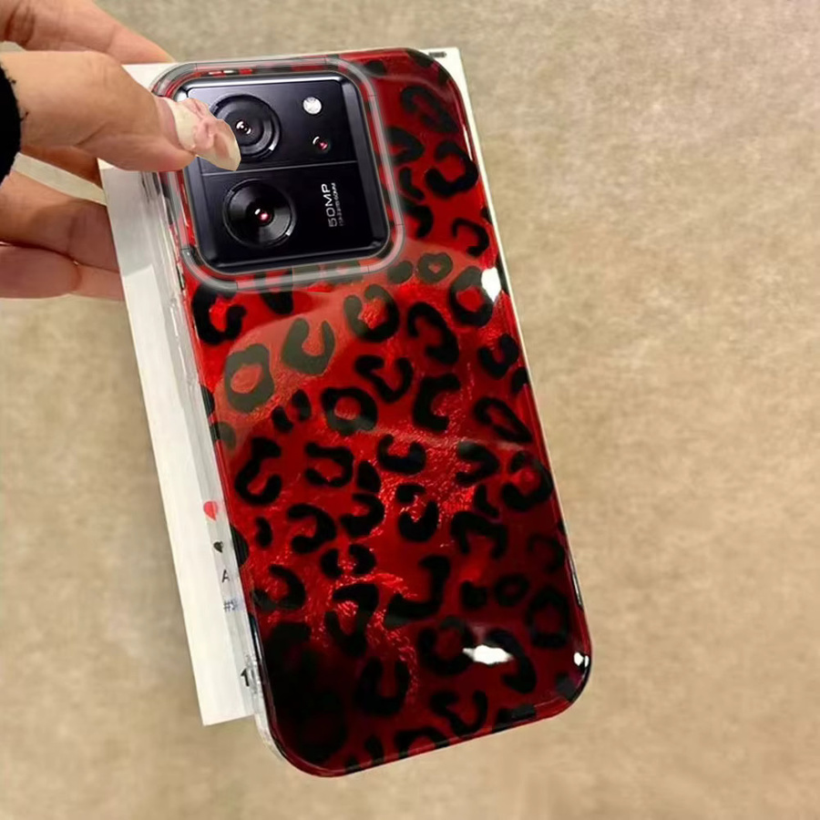 Luxus Handyhülle Red Leopard für Xiaomi Mi 11 Lite, 13T, 14T Pro 5G, Poco X5, X6, M6, C75, C71, C65, C61, M5S in Rot - Bild 2