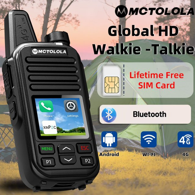 Motorola 4G LTE Walkie-Talkies Set mit lebenslang kostenloser SIM-Karte, Bluetooth-Unterstützung, 2 Stück, Schwarz - Bild 1