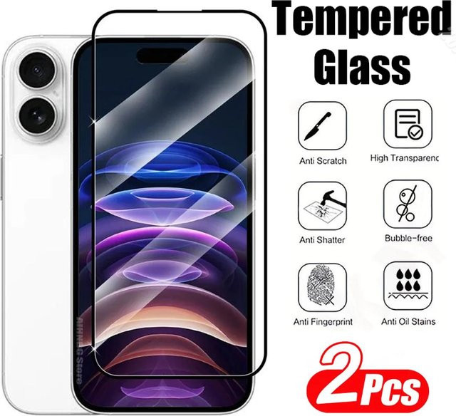 2er-Set gehärtetes Schutzglas für Apple iPhone 11 bis iPhone 16 Pro Max, transparent - Bild 1