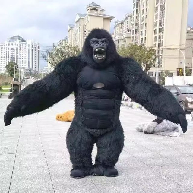 Potdemiel King Kong Gorilla Maskottchen, Plüsch Cartoon Puppe, Schwarz - Bild 1