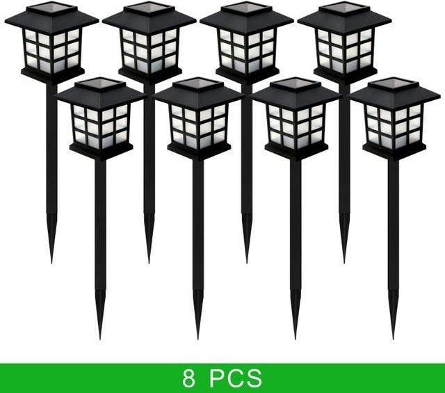 SHIJIN Light LED Solar-Wegeleuchten Set mit 8 Stück in Weiß, wasserdichte Outdoor-Solar-Rasenleuchten für Garten und Terrasse mit warmweißem Licht - Bild 1