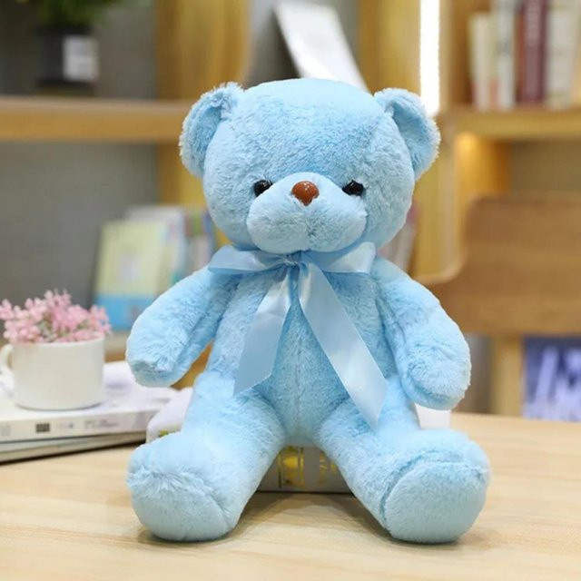 Kidsly Bär Plüschtier, Stofftierpuppe, 30cm, Rosa, Grau, Weiß, Blau - Bild 1