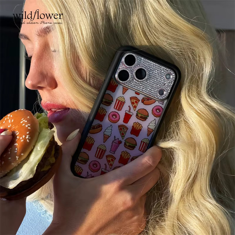 Wildflower Handyhülle mit Hamburger Pommes Frites und Eiscreme Design für iPhone 11 12 13 14 15 16 17 Pro Max Plus Multicolor - Bild 3