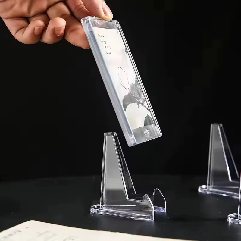 30er-Pack Dreieckiger Kartenständer aus transparentem Acryl als Mini-Fotohalter für Idol-Fotos, Münzen und Sportkarten - Bild 2