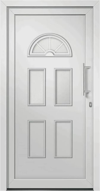 vidaXL Haustür Weiß mit Glaseinsatz aus Aluminium und Stahl, B/H: 88 x 200 cm - Bild 1
