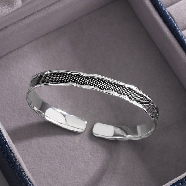 Öffnungsarmband 925 Sterling Silber, Retro Geometrie, Unisex - Bild 1