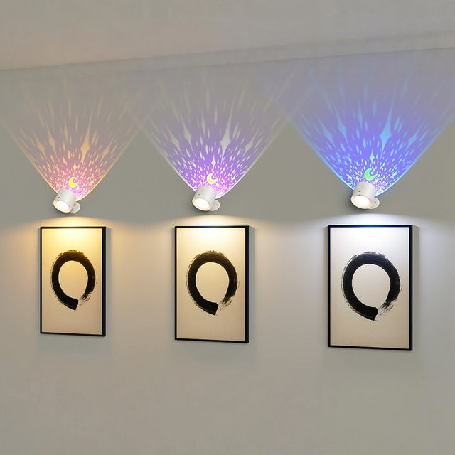 SHENZHITECH Projektions-Wandleuchte in Weiß mit 360 Grad magnetischer Kugel, freier Rotation und Fernbedienung sowie Tasten-Doppelsteuerung, 3 Farbtemperaturen - Bild 1