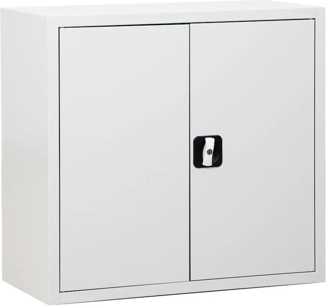 PROREGAL Flügeltürenschrank Badger Grau Lackiert mit 2 Fachböden und Schloss H x B x T: 120 x 120 x 42 cm - Bild 1