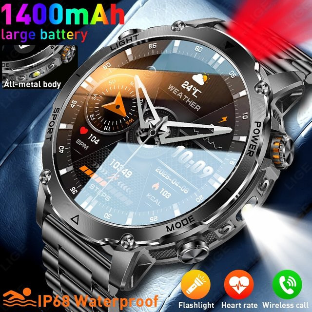 LIGE Outdoor-Smartwatch mit Bluetooth-Anruf, 1,7 Zoll Display und großem 1400 mAh Akku für Android und iOS - Bild 1